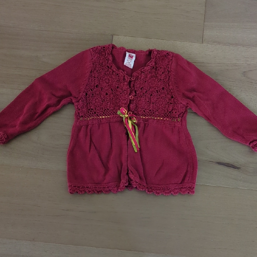 April Cornell Burgundy Knit Cardigan Size 3/4